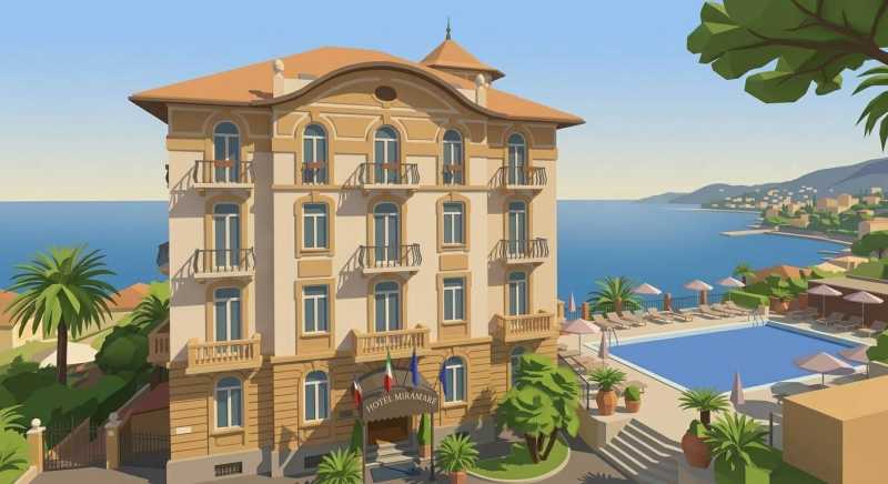 Prestisjefylt hotell på første linje i Forte dei Marmi til salgs